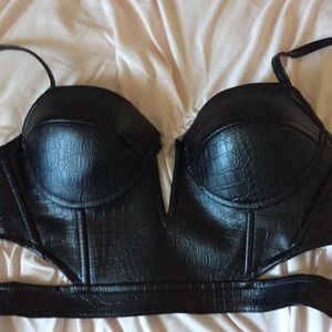 XS Black faux leather bustier by Charlotte Russe